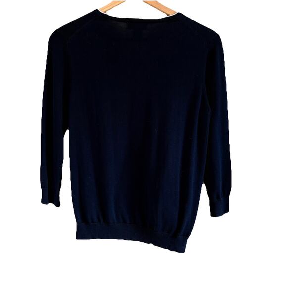 Brooks Brothers Women’s 3/4 Sleeve V-Neck Dark Navy Blue Silk Blend Sweater Sz M - Picture 3 of 12